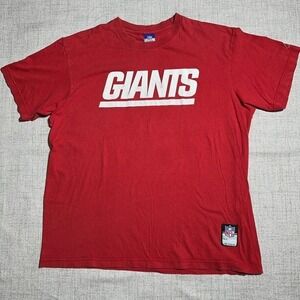 Vintage Reebok NFL Giants Distressed T-Shirt Mens Large Football Graphic Tee Red